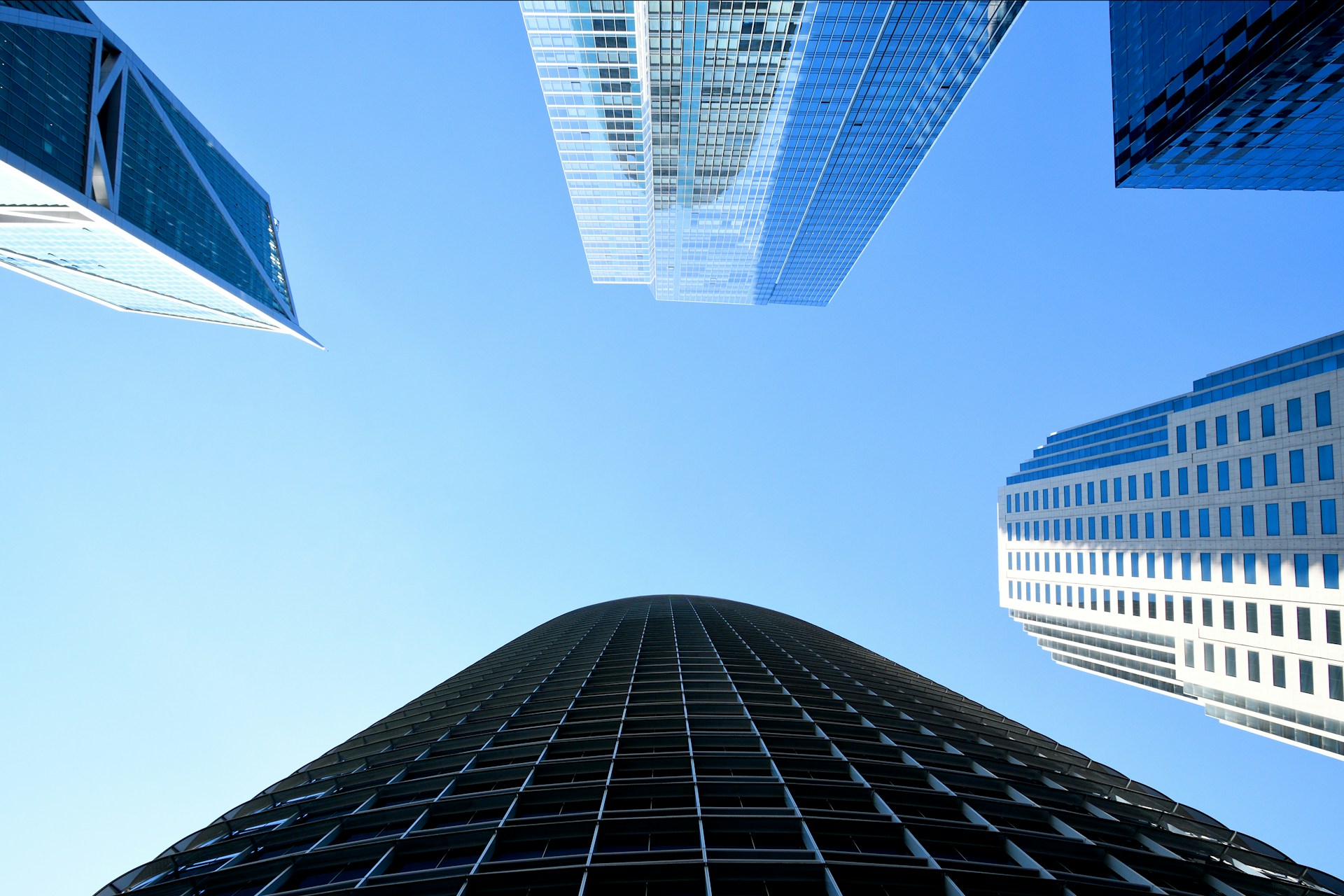 Buildings around a blue skyline
